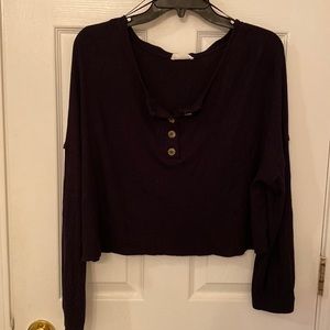 Black long sleeve crop top, size medium.